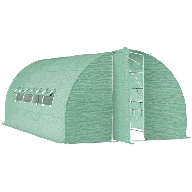 Velez Large Polytunnel Walk In Greenhouse Mesh Windows Green, 3m W x 6m D