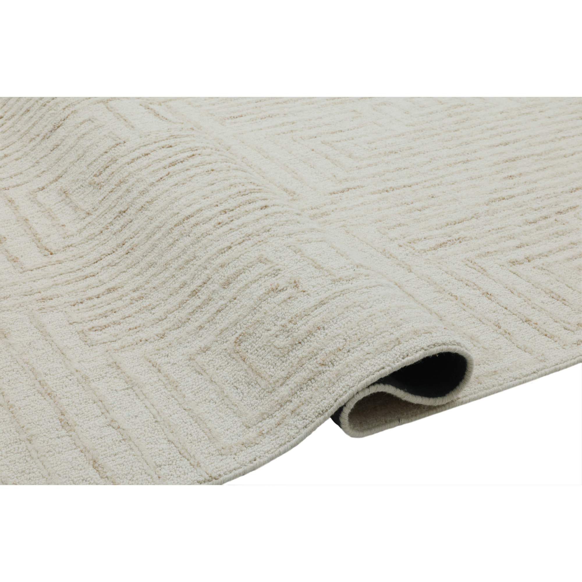 Kalise Hand-Tufted Wool Geometric Area Rug, Rectangle 5' x 8', Beige