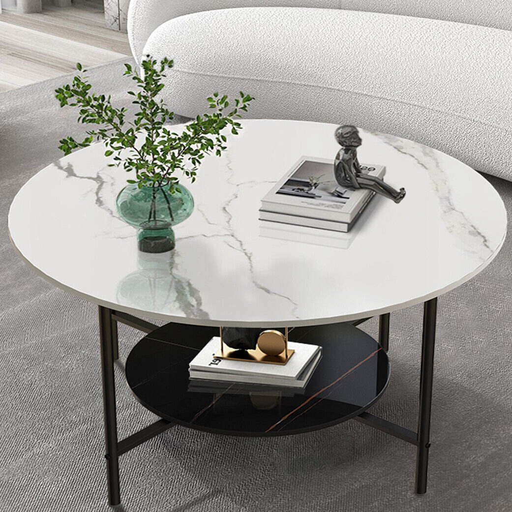 Ivy Bronx Tier Marble Round Coffee Table Legs End Table Sofa