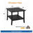 19" Square Black Metal Outdoor Side Table, 2-Tier All-Weather Patio End Table-1179303721