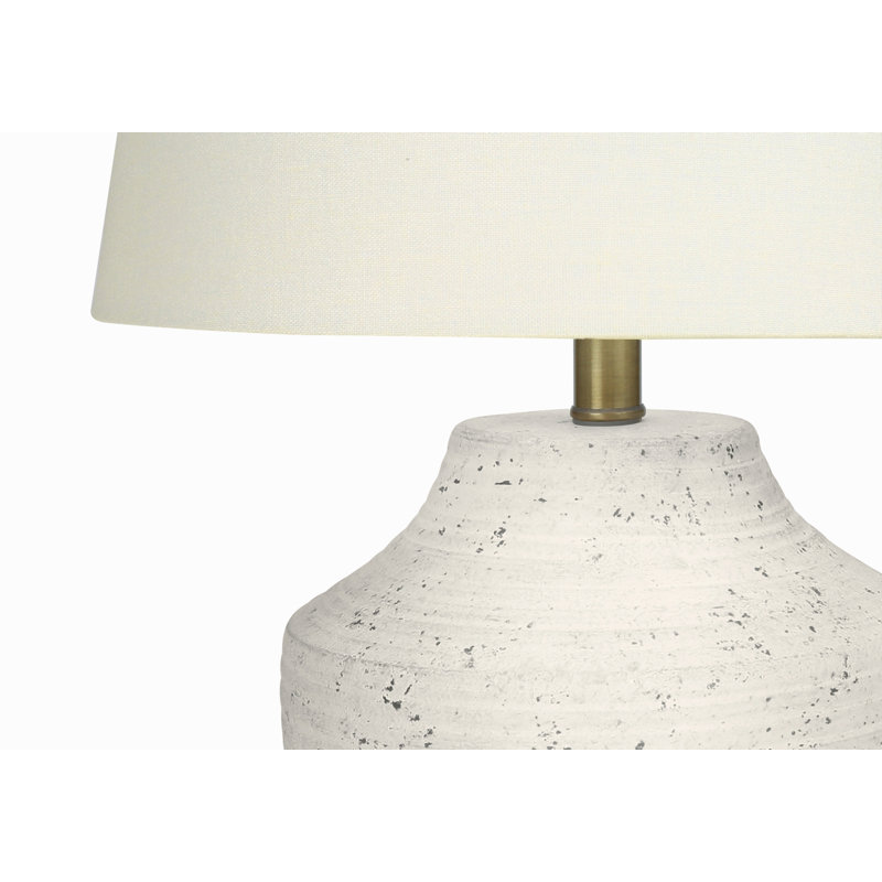 Lighting, H 20 po, lampe de table, béton crème, abat-jour ivoire / crème, moderne
