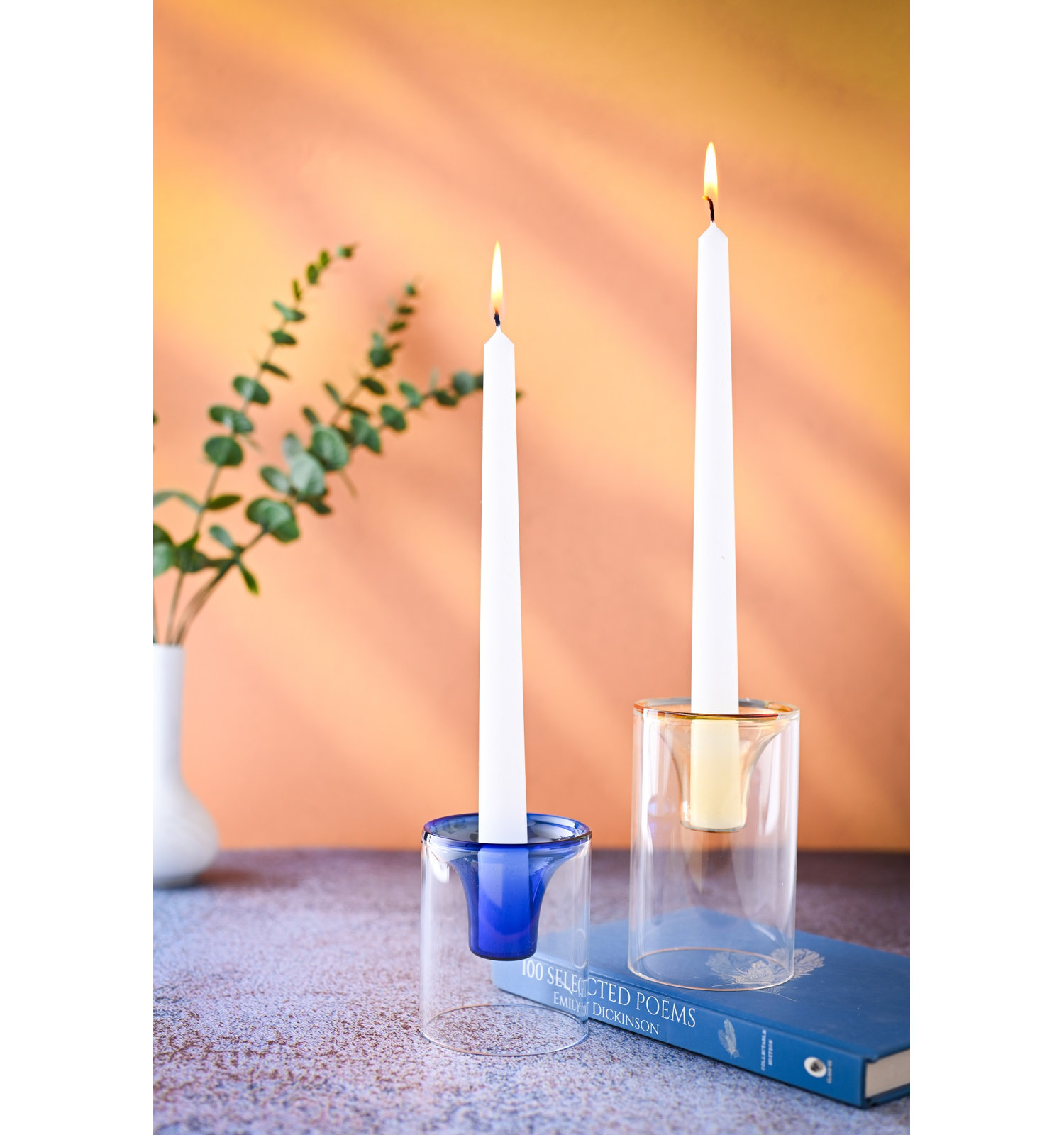 Ahmad Glass Tealight Candle Holder, Blue, 3.25"H x 3" W x 3" D