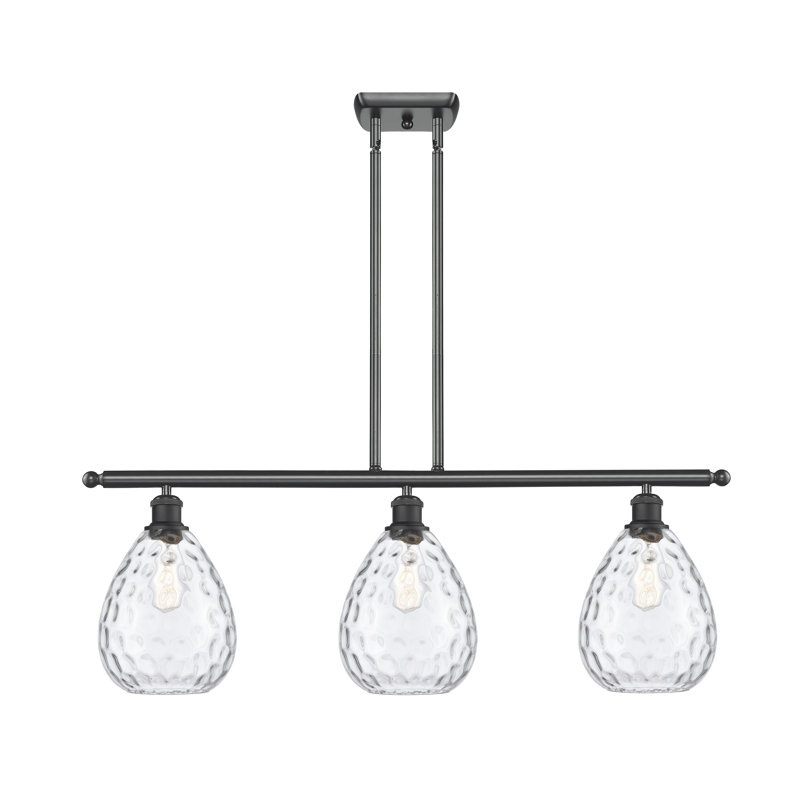 Jaron 3 - Light Kitchen Island Pendant, 6 Watt Vinage LED Bulb, Matte Black