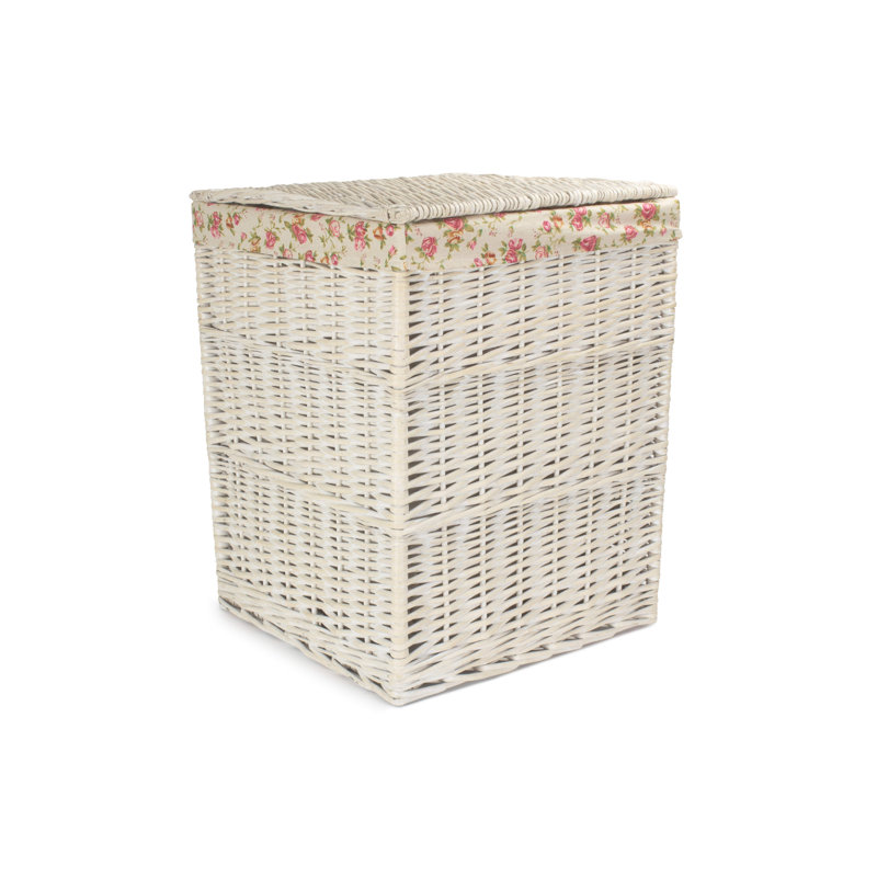 Wicker Laundry Bin with Garden Rose Lining