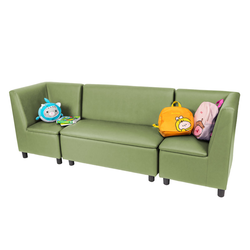 Kid Comfort Collective Modular Corner Chairs with Sofa, 3-Piece Set - Fern Green, Fern Green