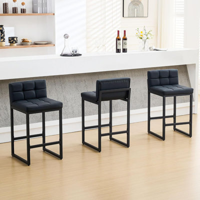 Tabouret de bar et de comptoir moderne à dossier bas avec structure en métal épaissie pour îlot de cuisine