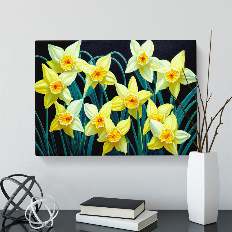 Angelical Daffodil Flowers - Wrapped Canvas, 35cm H x 50cm W x 3cm D