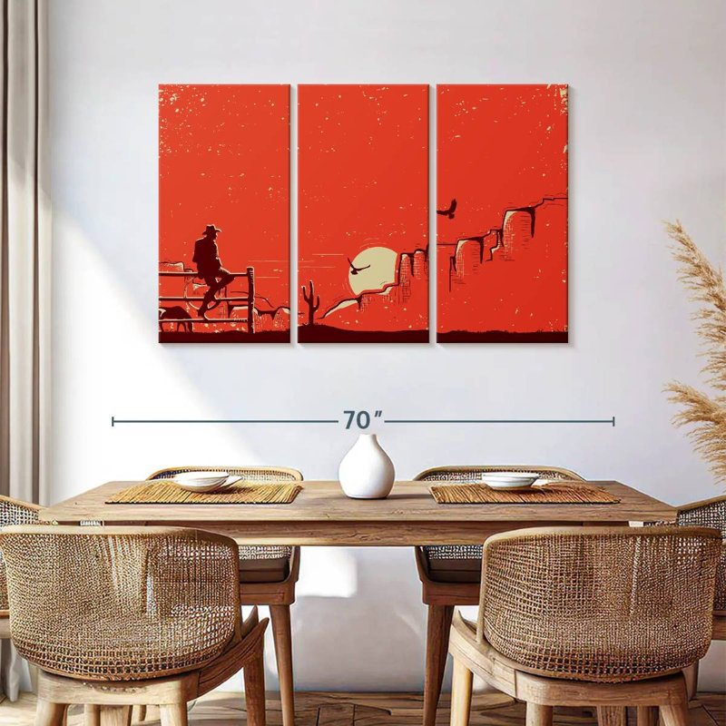 Lelar Cowboy Sunset Landscape, 36" H x 57" W