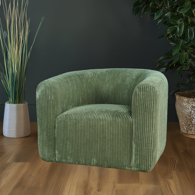 Fauteuil d'appoint pivotant incurvé en velours côtelé Wakenda, Forêt