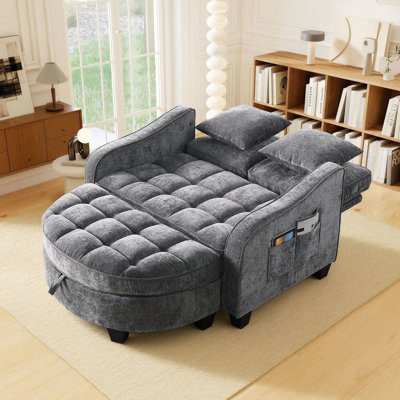 Fauteuil surdimensionné en chenille de 51 po de qualité supérieure avec repose-pieds courbé et dossier réglable