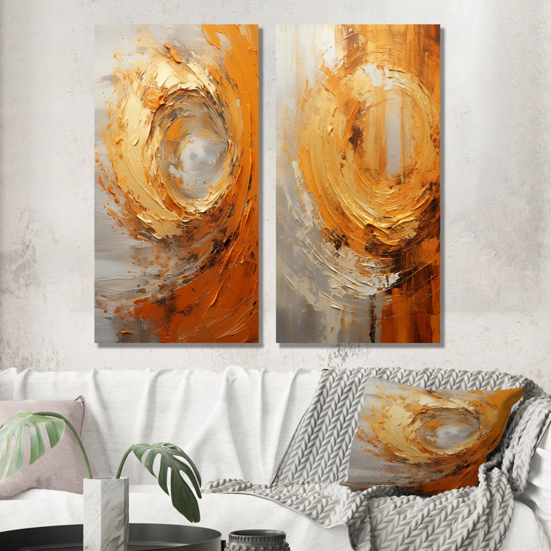 Merrick - Ensemble de 2 reproductions d'art abstrait spirales murales, H 28 po x l 25 po, Toile tendue