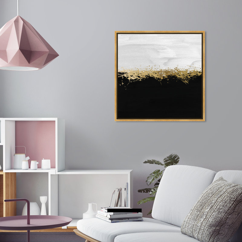 «Abstract Midway in Black and White Paint», reproduction d'art graphique sur toile tendue, H 16 po x l 16 po