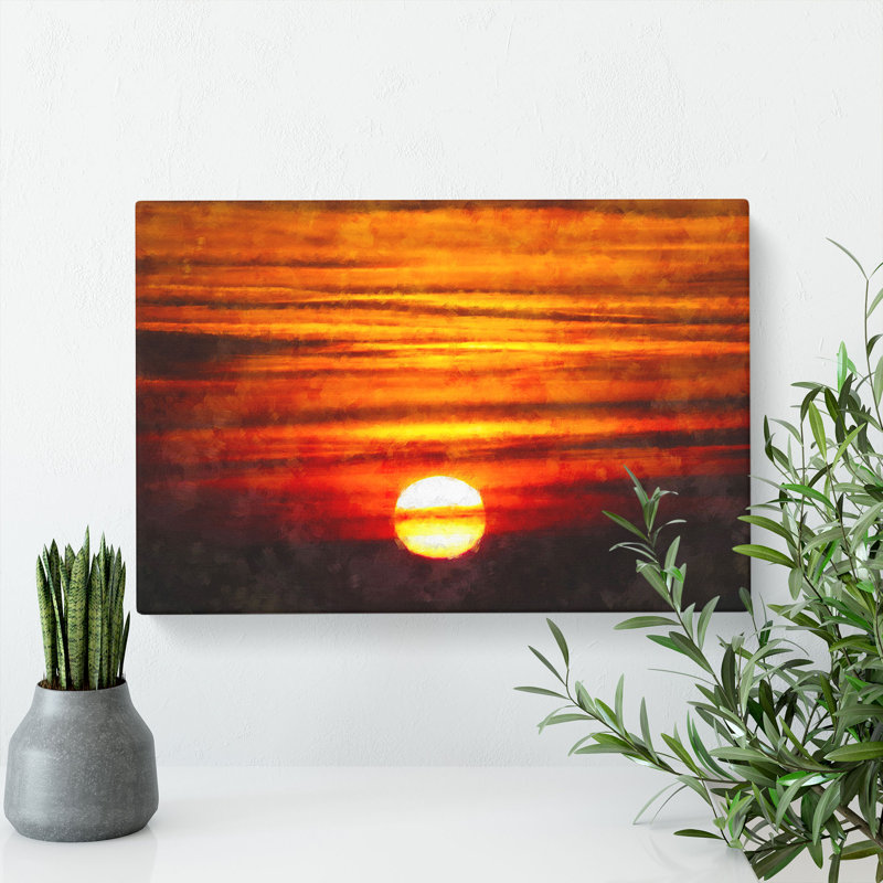 Orange Sunset - Wrapped Canvas Painting, 40cm H x 60cm W x 3cm D