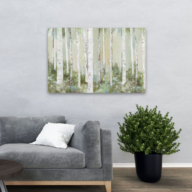 Tranquille, forêt, paysage, forêt, arbre, nature, peinture, impressionnisme, art contemporain, H 48 po x l 32 po