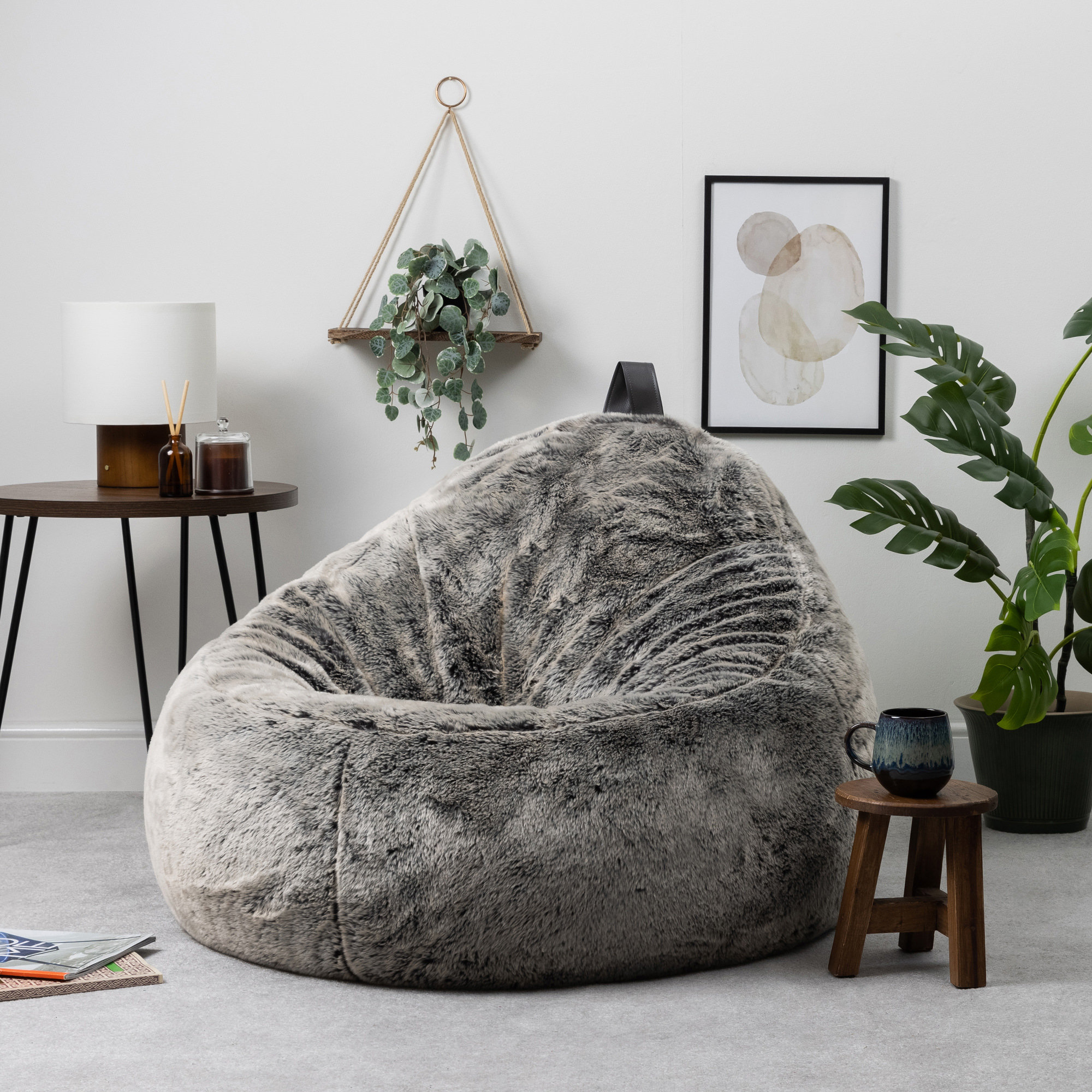 Etta Avenue Casswell Cocoon Faux Fur Fluffy Bean Bag Chair