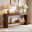 Console en bois massif de 63 po, table de ferme rustique avec tablette de rangement ouverte, table d'entrée pour le salon, couloir, brun