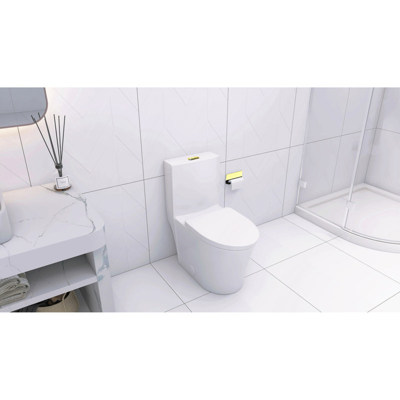 Toilette allongée une pièce - blanc, White