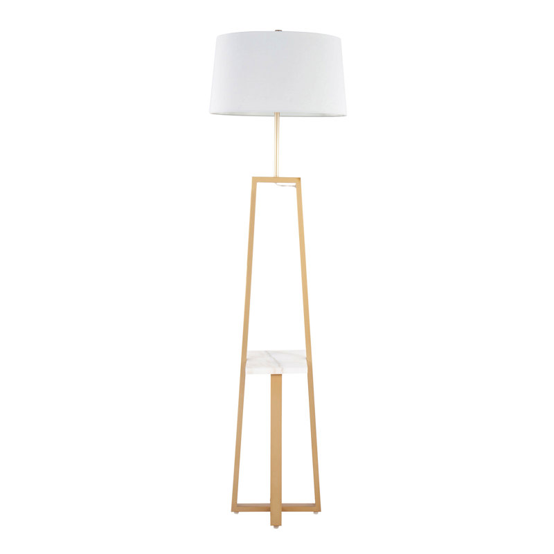 Lampe sur pied Cosmo Shelf, Blanc, Naturel