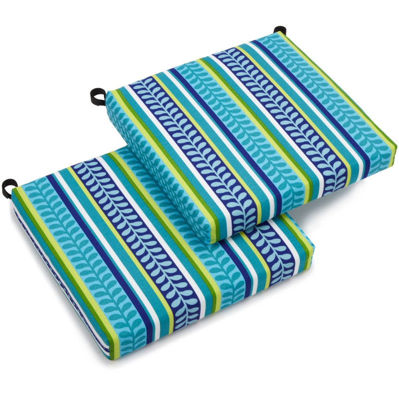 Indoor/Outdoor Adirondack Chair Cushion, 3" H x 20" W x 19" D, Blue/White