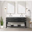 Meuble-lavabo double avec miroirs et tablette ouverte