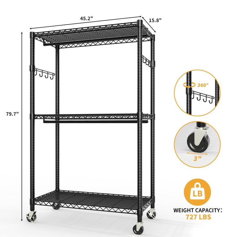 115 cm Clothes Rack, Black