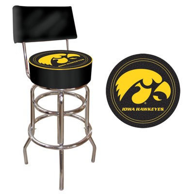 Iowa State Swivel Upholstered Counter Stool with Metal Frame