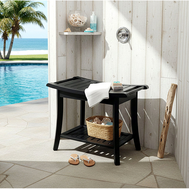 Mitch 23.75" W Bamboo Spa Style Bench, Matte Black
