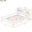 Lit plateforme en bois avec DEL, rangement pour tête de lit et garde-corps blanc-972097690-972097689