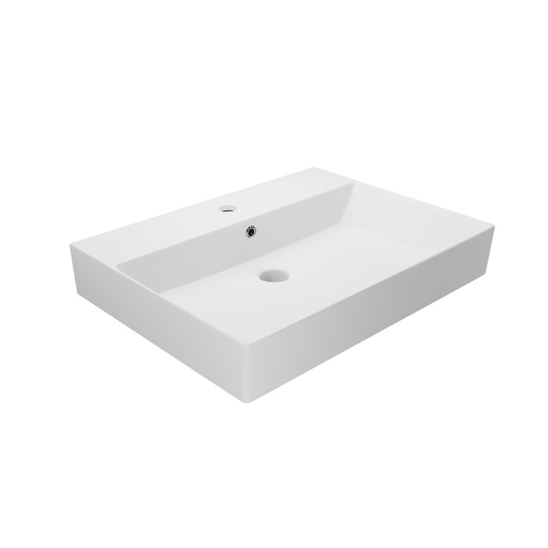 23.6'' L Bathroom Sink, Single Hole, Matte Black