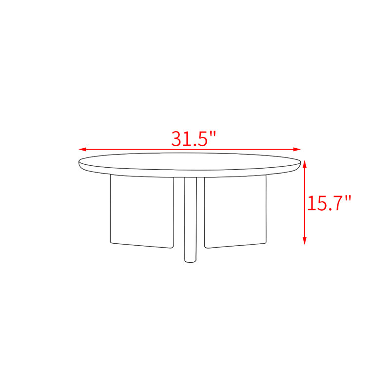 Table à thé en bois massif de style nordique, H 15,7 po x L 31,5 po x l 31,5 po, Marron foncé