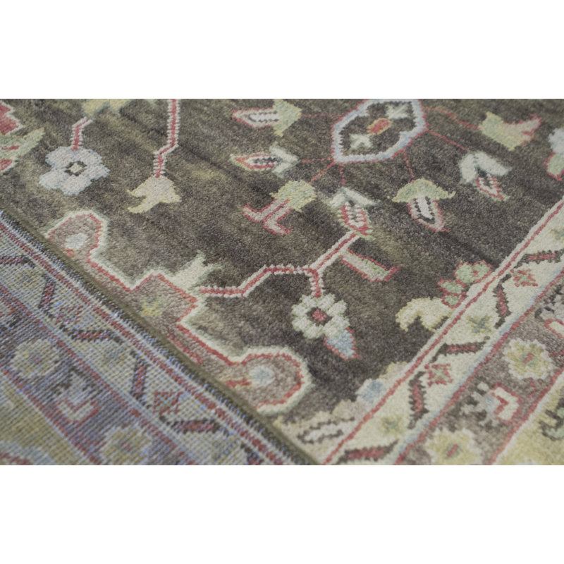 Wool Oriental Area Rug in Dark Gray/Khaki, Rectangle 8'10" x 11'9"