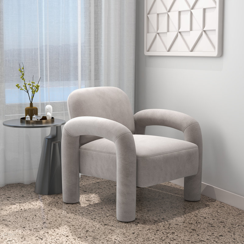Fauteuil Iryanna, Velours gris clair, 1