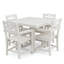 Ensemble de salle à manger de patio en PEHD blanc 5 pièces avec table carrée, trou pour parasol et 4 fauteuils