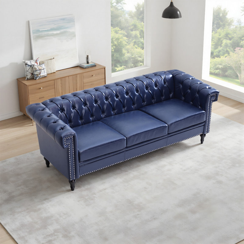Width Traditional  Square Arm removable cushion 3 seater Sofa