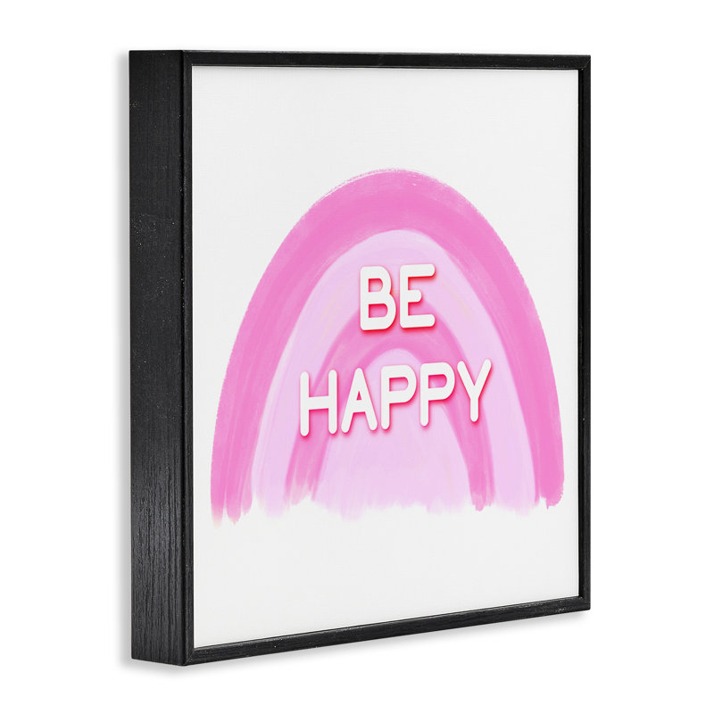 Mauve «Be Happy», estampe numérique encadrée par Amber Clarkson, Giclée encadrée noir minuit, H 24 po x l 24 po