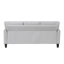 Canapé moderne à 3 places avec accoudoirs évasés, tissu en polyester gris et structure en bois massif pour le salon