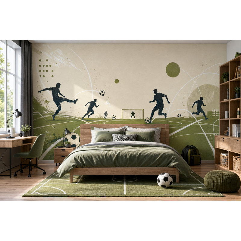 Papier peint soccer soccer, 160 po x 108 po, Textured Non-Pasted