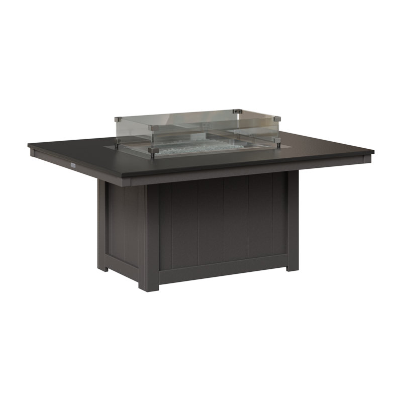 Berlin Gardens Donoma Rectangular Fire Pit Table, Hammered Top Black with Smoke Grey Base