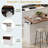 Farmhouse Rolling Kitchen Island With Drape Of Beads, Power Outlet, Drop Leaf, 3 Doors, 3 Drawers And Internal Iron Shelf-1433243264