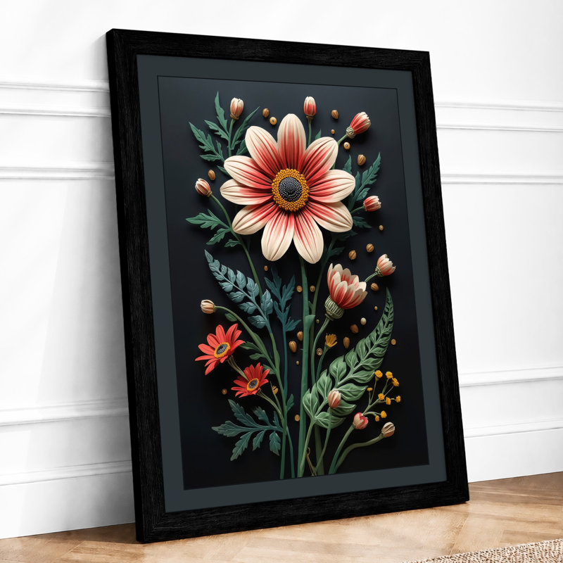 Golden Daisy Study Botanical - Print, Black, A3 - 42.0 x 29.7 cm