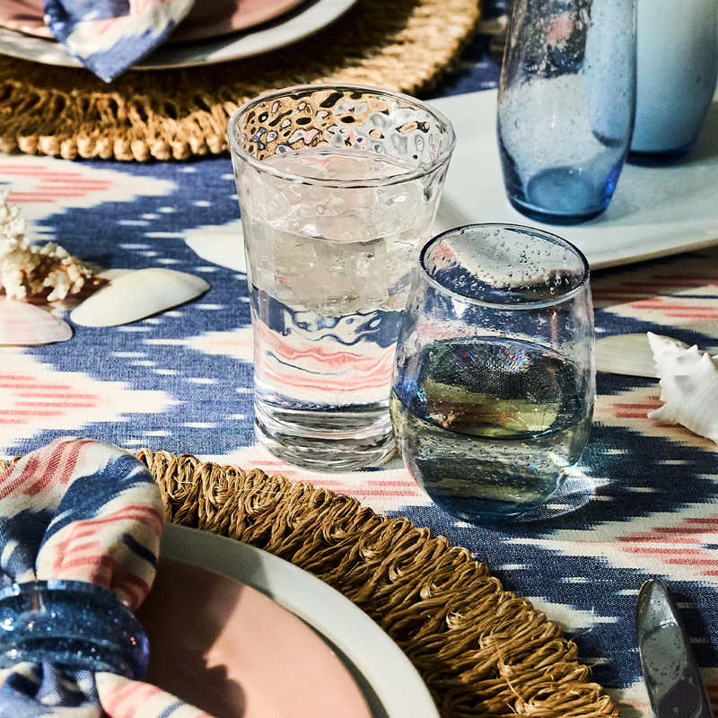 Provence Stemless Wine Glass, Clear/Chambray