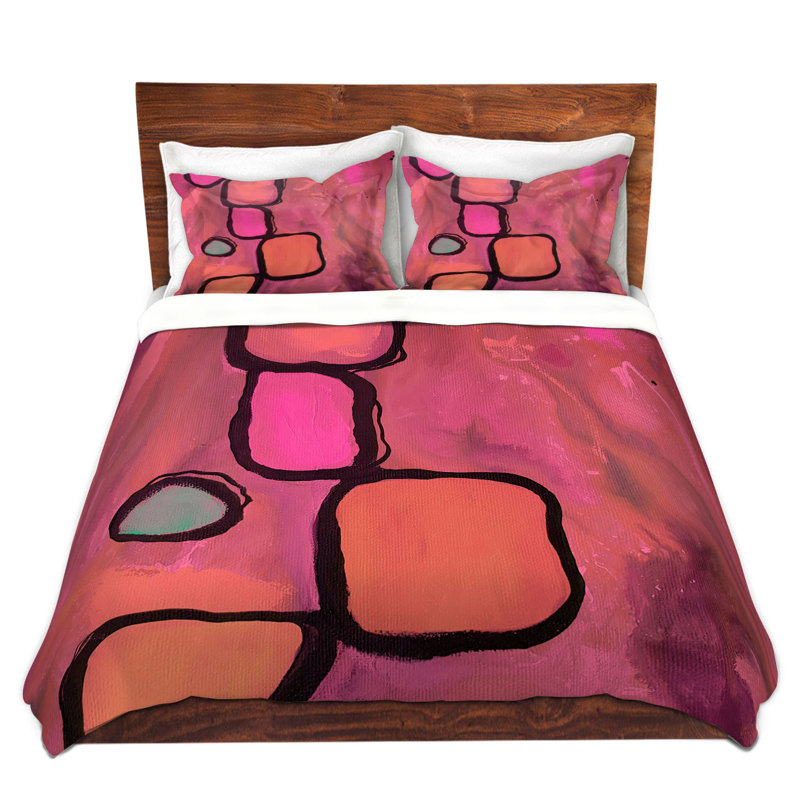 Ensemble de housse de couette simple DiaNoche en microfibre par Ruth Palmer - Coral Cobbles