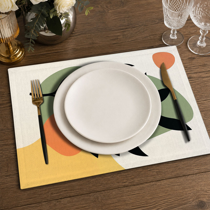 4-Piece Polyester Rectangle Dining Table Placemat