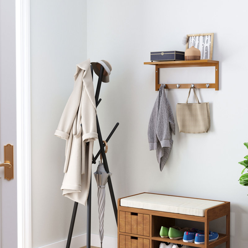 Naugatuck Solid Wood Wall 4 - Hook Wall Mounted Coat Rack