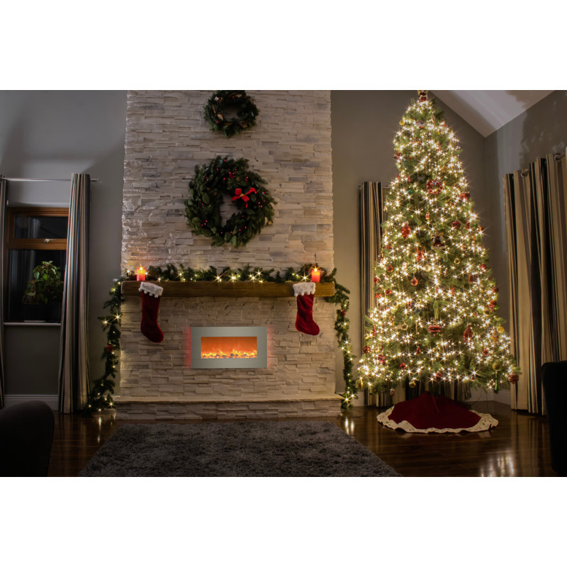 Wade Logan Electric Fireplace - 30 Inch Wall Mounted Fireplace - 13 Backlight Colors and Remote Controlled LED Flames, Heat, and Brightness