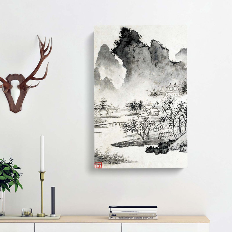 Tress & Mountains by Wen Zhengming - Wrapped Canvas Painting, 50cm H x 35cm W x 3cm D