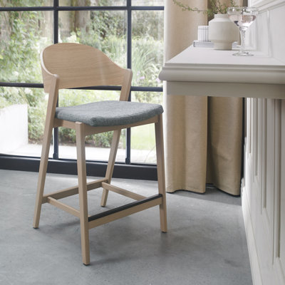 Upholstered Counter Stool with Solid Wood Frame