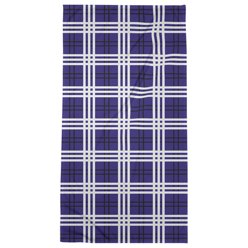 Serviette de bain Baltimore football Luxury, Mélange polyester-coton, Mauve / noir / blanc