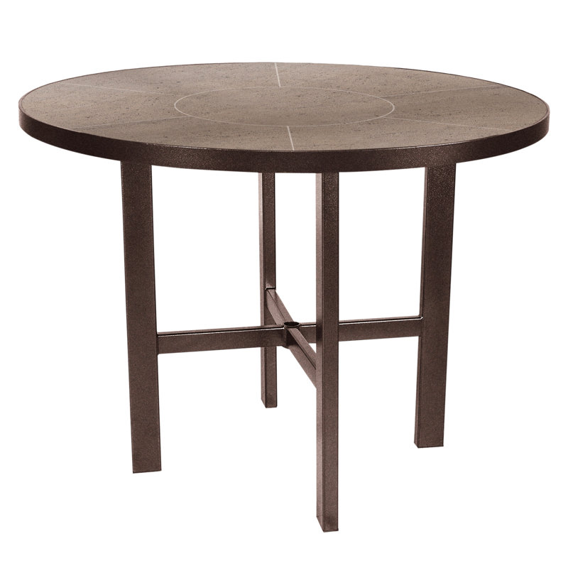 Tables Outdoor Round Bar Table, Canyon Taupe, Graphite, 39 H" W x 42" W x 42" D