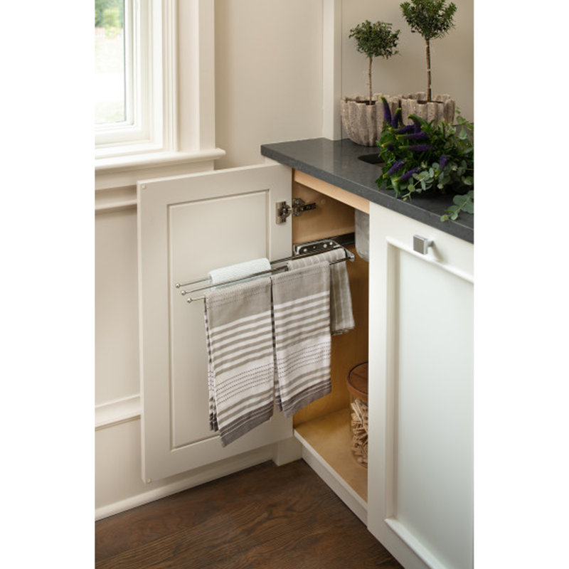 Barre à vaisselle rétractable à 3 branches Rev-A-Shelf pour cuisine, salle de bain ou salle de lavage, Chrome